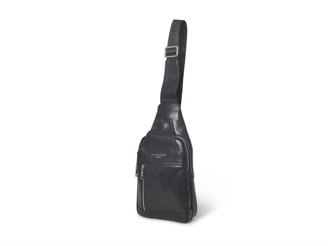 Dubbin Black Leather Chest Bag - Silver Street London